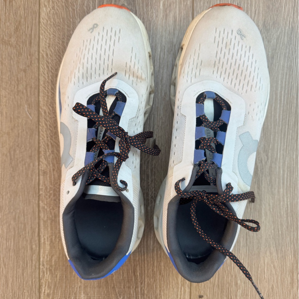 On Running Womens Athletic Shoes - Cream, Black, and Blue Size 11